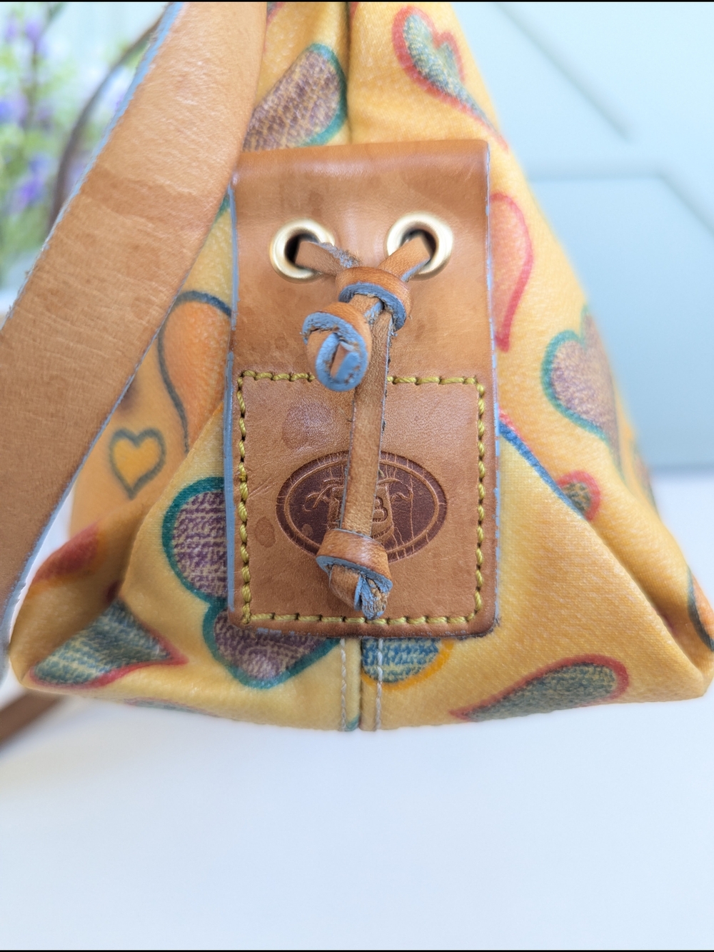 Dooney & Bourke Yellow Heart Print Satchel - Picture 3 of 11